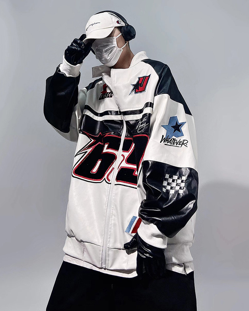 Y2K Faux Leather Racer Jacket - 90s Grunge, Retro Style, Y2K Club & Party Outfits