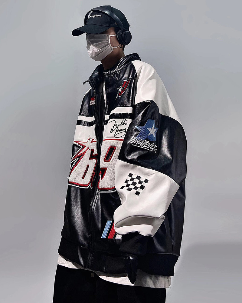 Y2K Faux Leather Racer Jacket - 90s Grunge, Retro Style, Y2K Club & Party Outfits