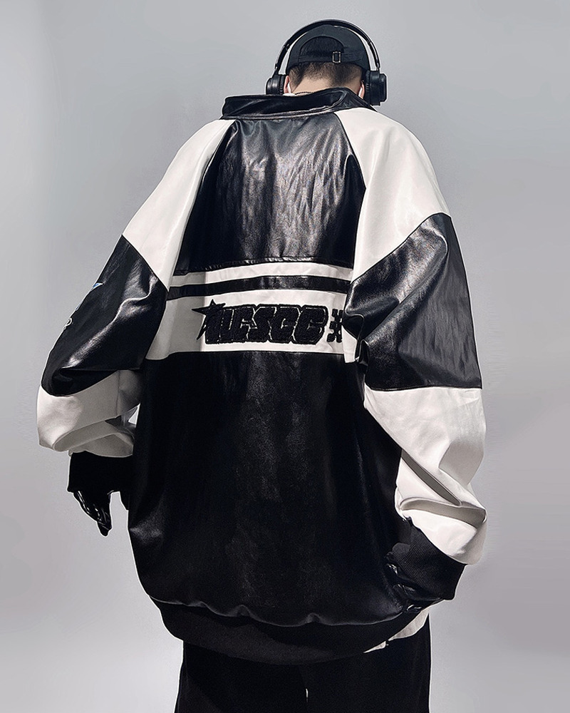Y2K Faux Leather Racer Jacket - 90s Grunge, Retro Style, Y2K Club & Party Outfits