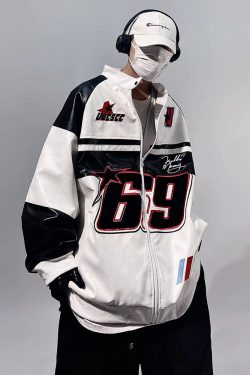 Y2K Faux Leather Racer Jacket - 90s Grunge, Retro Style, Y2K Club & Party Outfits