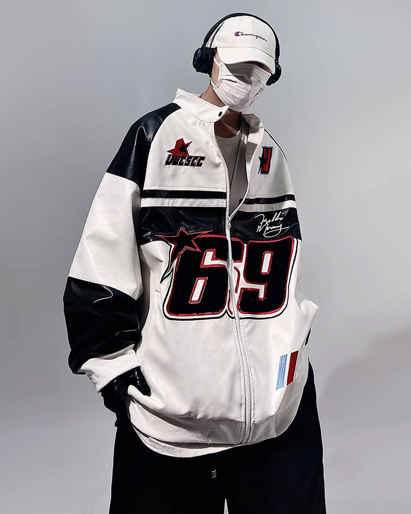 Y2K Faux Leather Racer Jacket - 90s Grunge, Retro Style, Y2K Club & Party Outfits