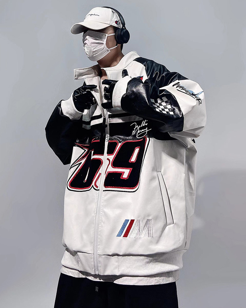Y2K Faux Leather Racer Jacket - 90s Grunge, Retro Style, Y2K Club & Party Outfits