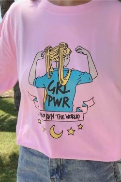 Y2K Feminist Sailor Moon T-Shirt - Retro 90s Grunge, Summer Y2K Outfits, Popstar Style