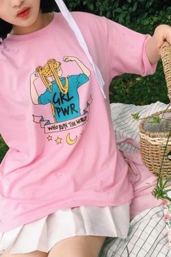 Y2K Feminist Sailor Moon T-Shirt - Retro 90s Grunge, Summer Y2K Outfits, Popstar Style