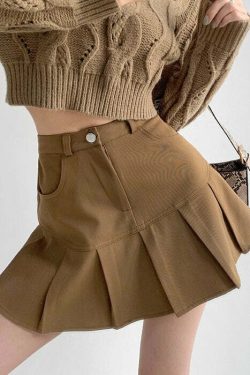 Y2K Fishtail Pleated Mini Skirt - Retro 90s Grunge, Summer Y2K Outfits, Gothic Y2K