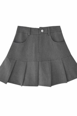Y2K Fishtail Pleated Mini Skirt - Retro 90s Grunge, Summer Y2K Outfits, Gothic Y2K