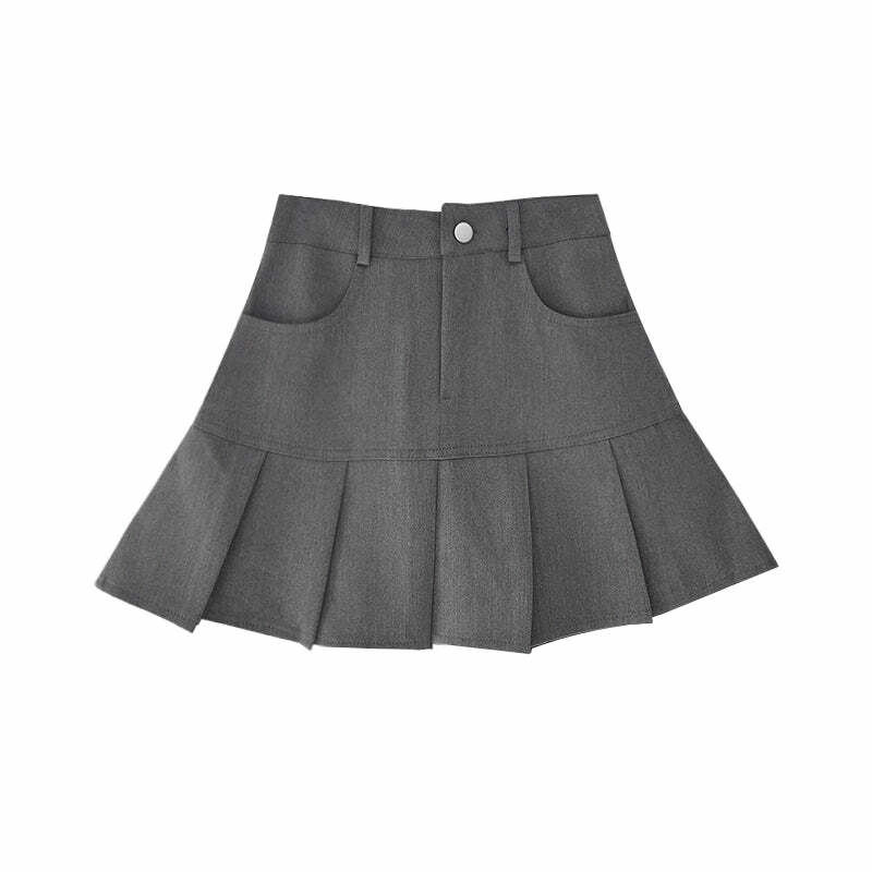 Y2K Fishtail Pleated Mini Skirt - Retro 90s Grunge, Summer Y2K Outfits, Gothic Y2K