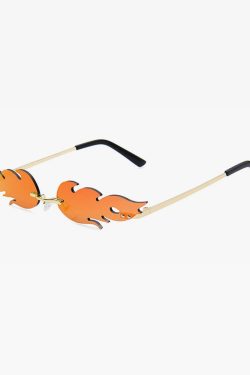 Y2K Flame Sunglasses - Retro 90s Grunge, Hip Hop, and Pastel Goth Fashion Accessory