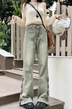 Y2K Flare Jeans - Retro 90s Grunge, Summer Outfits, Popstar & Club Fashion, Pastel Goth Style