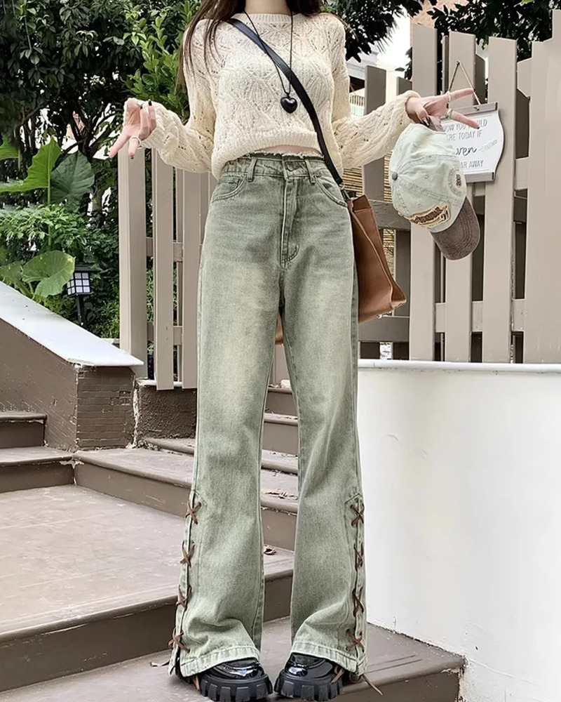 Y2K Flare Jeans - Retro 90s Grunge, Summer Outfits, Popstar & Club Fashion, Pastel Goth Style