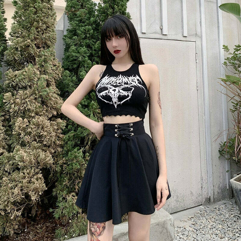 Y2K Flared Mini Skater Skirt - 90s Grunge, Retro, Pastel Goth, Summer & Party Outfits