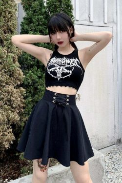Y2K Flared Mini Skater Skirt - 90s Grunge, Retro, Pastel Goth, Summer & Party Outfits