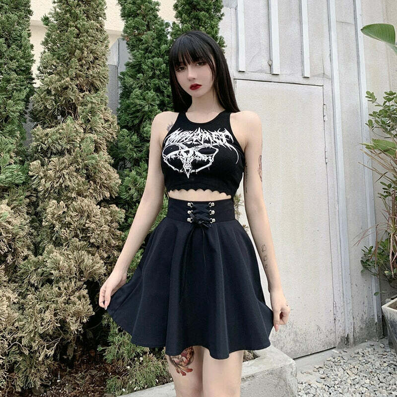 Y2K Flared Mini Skater Skirt - 90s Grunge, Retro, Pastel Goth, Summer & Party Outfits