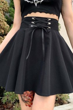 Y2K Flared Mini Skater Skirt - 90s Grunge, Retro, Pastel Goth, Summer & Party Outfits