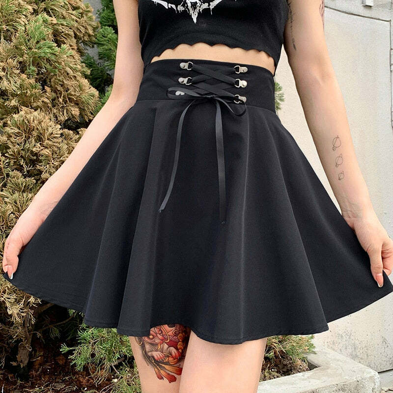 Y2K Flared Mini Skater Skirt - 90s Grunge, Retro, Pastel Goth, Summer & Party Outfits