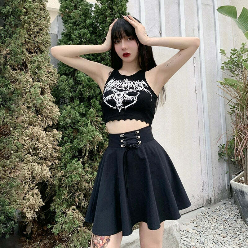 Y2K Flared Mini Skater Skirt - 90s Grunge, Retro, Pastel Goth, Summer & Party Outfits