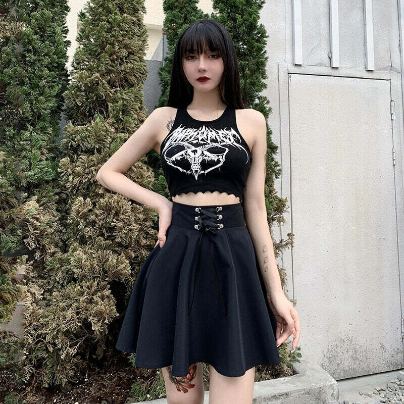 Y2K Flared Mini Skater Skirt - 90s Grunge, Retro, Pastel Goth, Summer & Party Outfits
