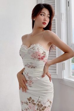 Y2K Floral Bodycon Dress - 90s Grunge Summer Outfit, Retro Party & Club Fashion