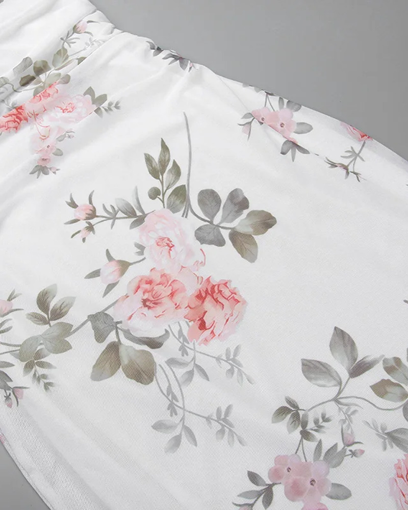 Y2K Floral Bodycon Dress - 90s Grunge Summer Outfit, Retro Party & Club Fashion