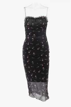 Y2K Floral Bodycon Dress - 90s Grunge Summer Outfit, Retro Party & Club Fashion