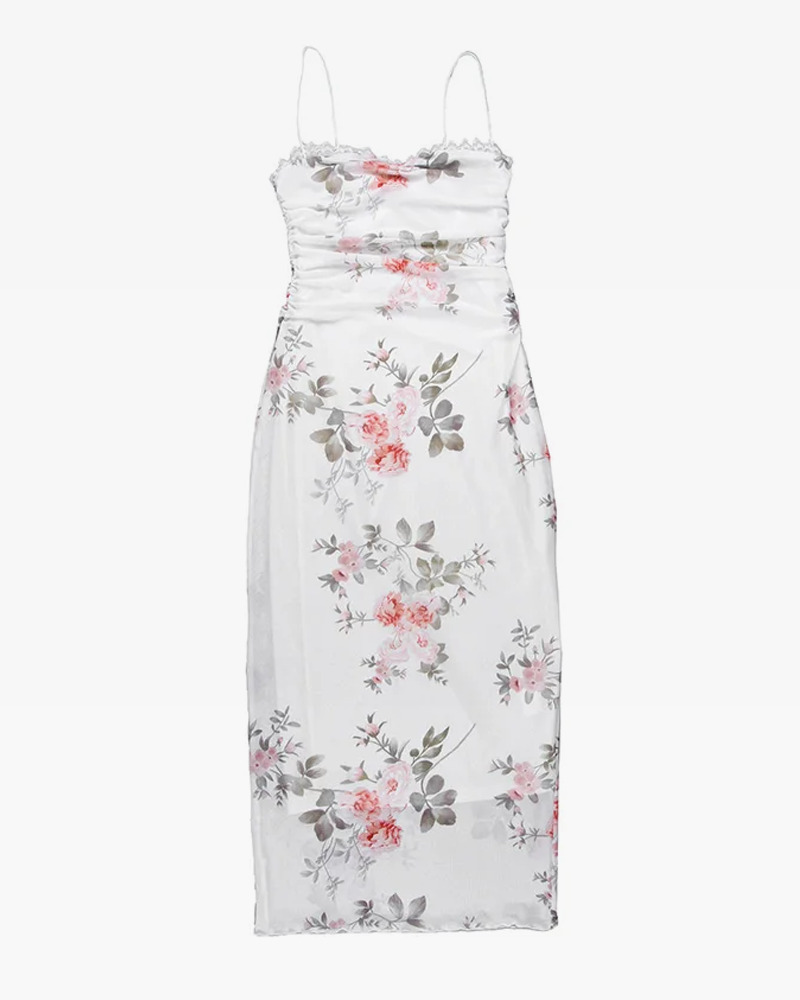 Y2K Floral Bodycon Dress - 90s Grunge Summer Outfit, Retro Party & Club Fashion