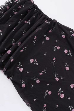 Y2K Floral Bodycon Dress - 90s Grunge Summer Outfit, Retro Party & Club Fashion