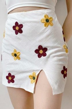 Y2K Floral Bodycon Mini Skirt - 90s Grunge Summer Outfit, Retro Y2K Fashion, Pastel Goth Style