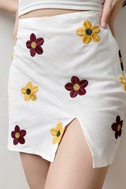 Y2K Floral Bodycon Mini Skirt - 90s Grunge Summer Outfit, Retro Y2K Fashion, Pastel Goth Style