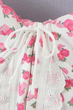 Y2K Floral Bustier Top - Retro 90s Grunge, Coquette Soft Girl, Summer Y2K Outfits