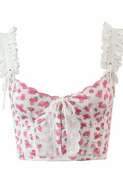 Y2K Floral Bustier Top - Retro 90s Grunge, Coquette Soft Girl, Summer Y2K Outfits
