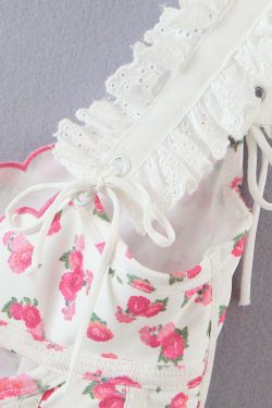 Y2K Floral Bustier Top - Retro 90s Grunge, Coquette Soft Girl, Summer Y2K Outfits