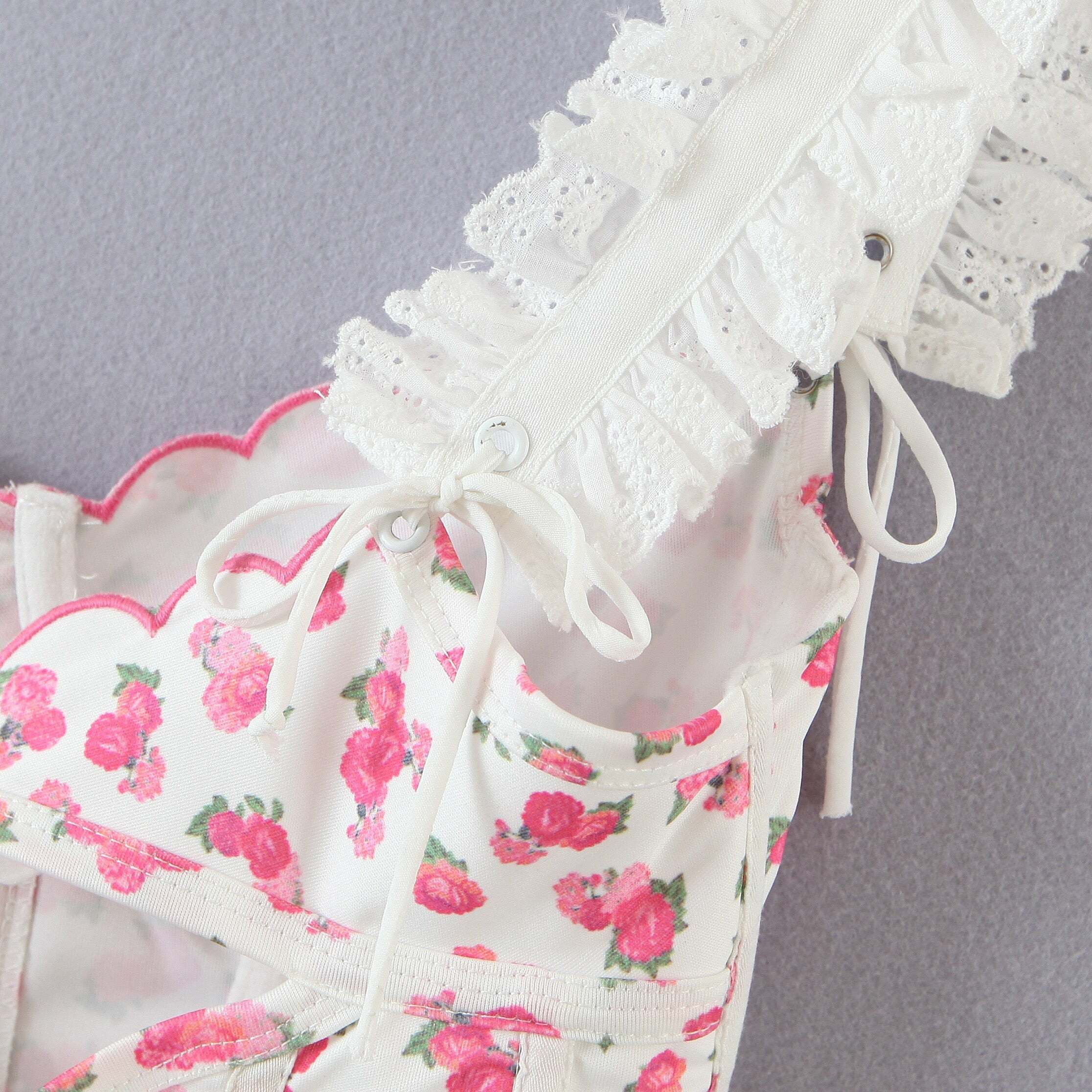 Y2K Floral Bustier Top - Retro 90s Grunge, Coquette Soft Girl, Summer Y2K Outfits
