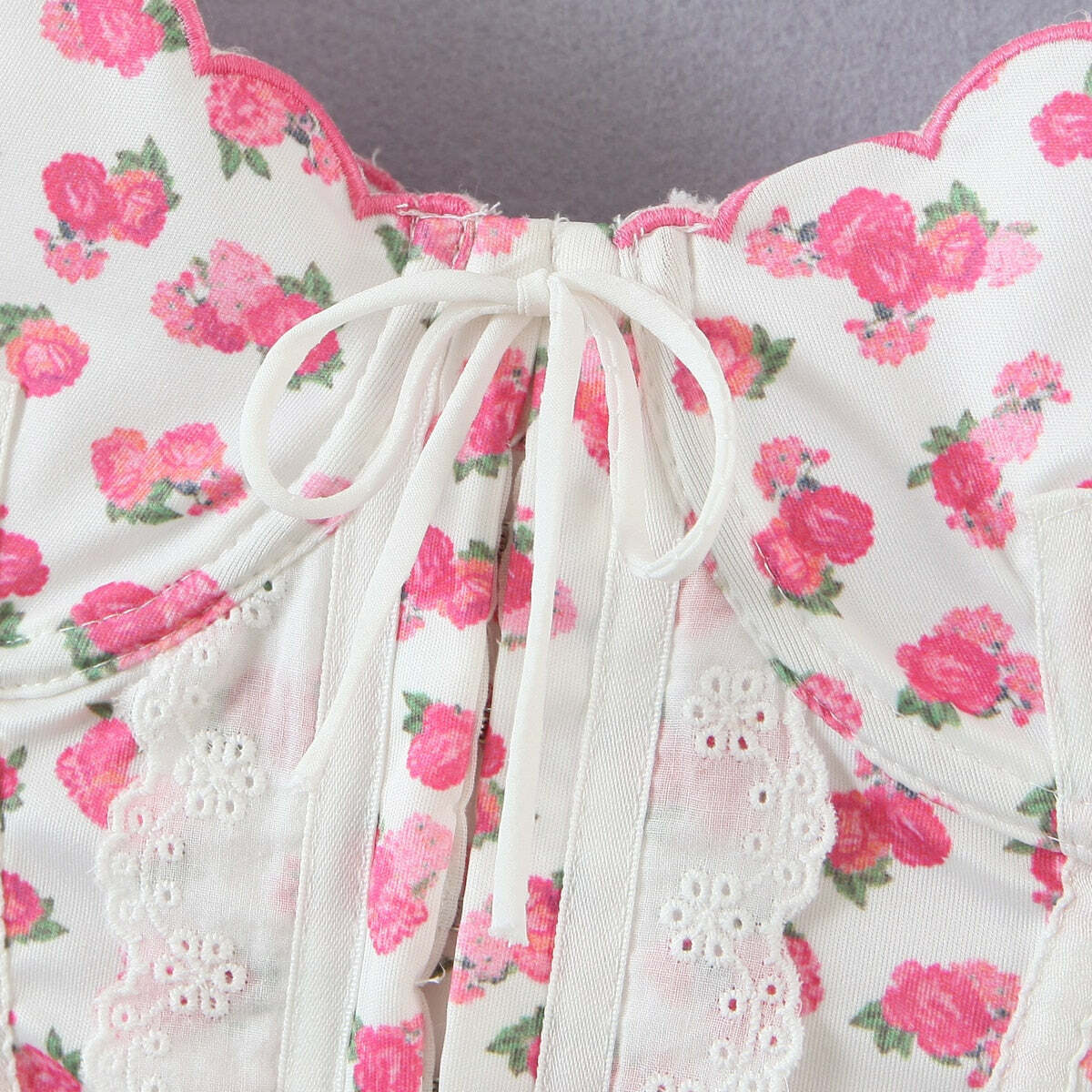 Y2K Floral Bustier Top - Retro 90s Grunge, Coquette Soft Girl, Summer Y2K Outfits