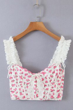 Y2K Floral Bustier Top - Retro 90s Grunge, Coquette Soft Girl, Summer Y2K Outfits