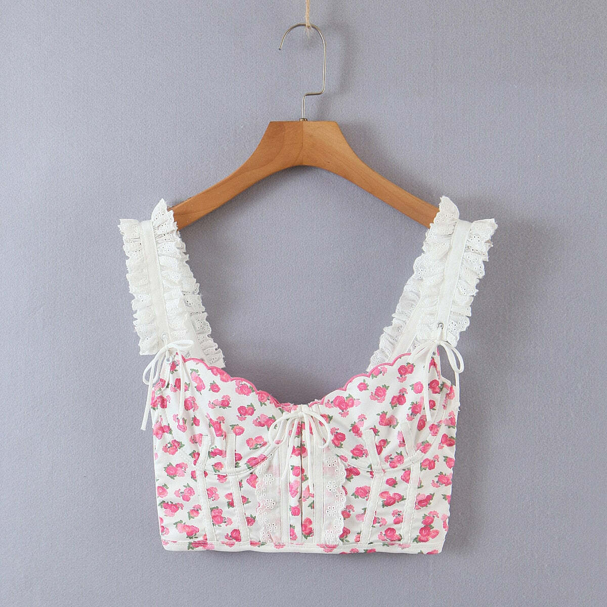 Y2K Floral Bustier Top - Retro 90s Grunge, Coquette Soft Girl, Summer Y2K Outfits