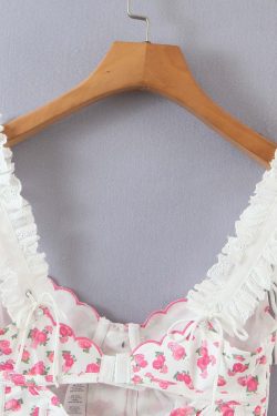 Y2K Floral Bustier Top - Retro 90s Grunge, Coquette Soft Girl, Summer Y2K Outfits