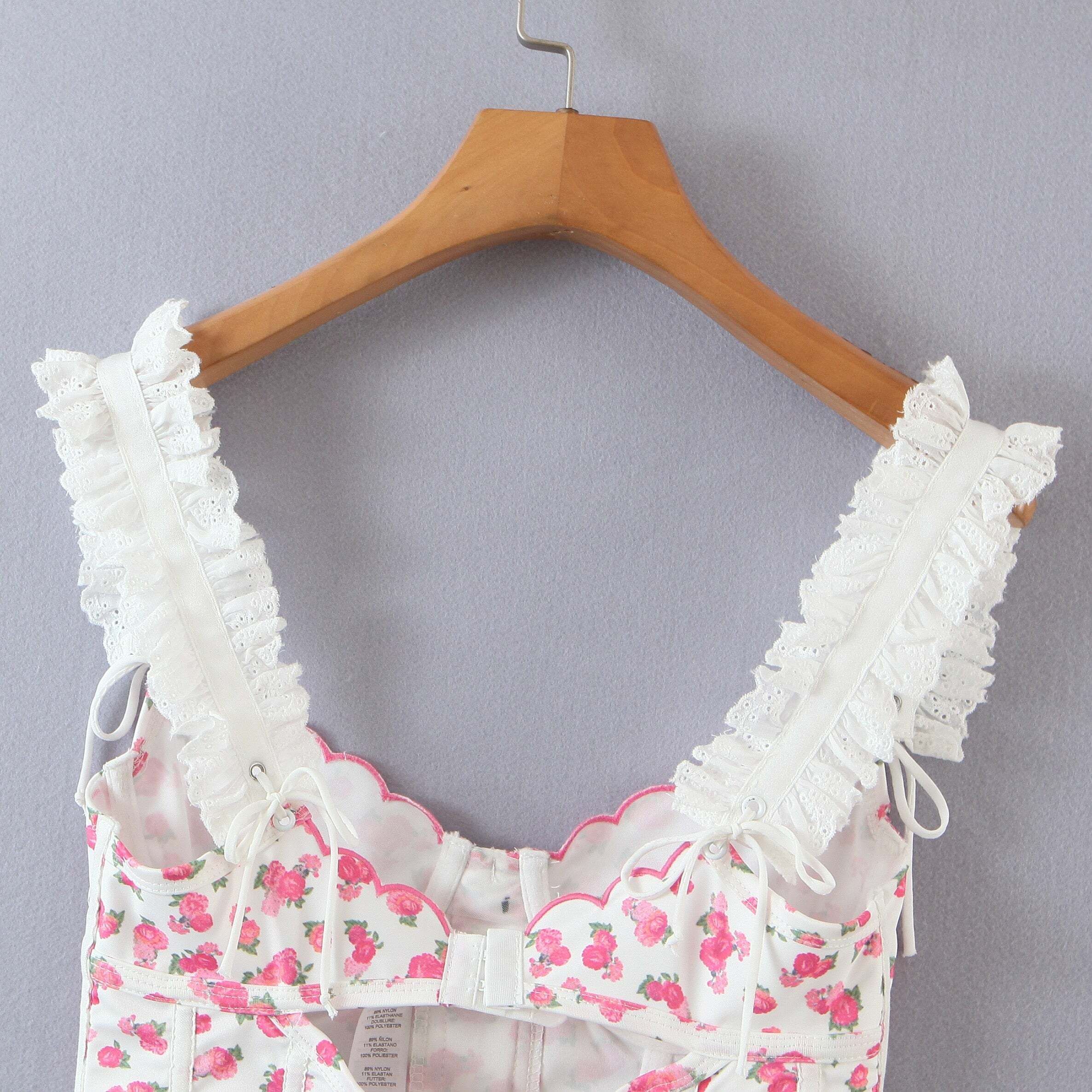 Y2K Floral Bustier Top - Retro 90s Grunge, Coquette Soft Girl, Summer Y2K Outfits