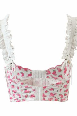 Y2K Floral Bustier Top - Retro 90s Grunge, Coquette Soft Girl, Summer Y2K Outfits