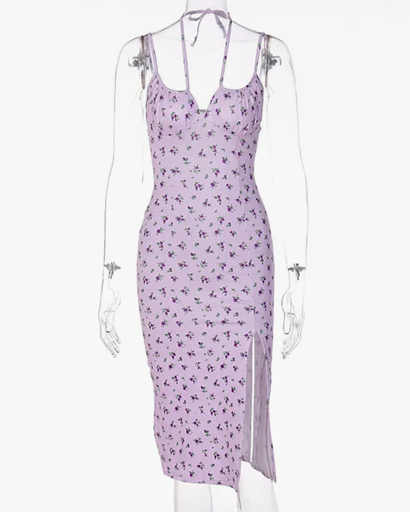 Y2K Floral Dress - Retro 90s Grunge Summer Outfit, Y2K Party, Club, and Beach Fashion