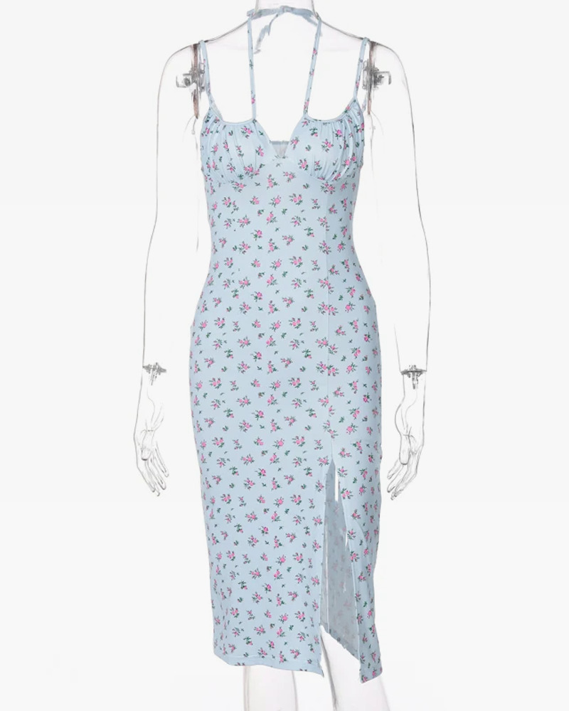 Y2K Floral Dress - Retro 90s Grunge Summer Outfit, Y2K Party, Club, and Beach Fashion