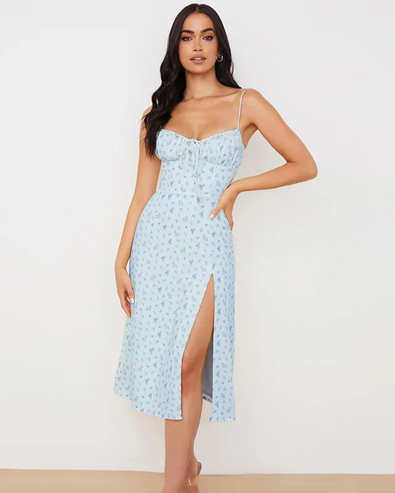 Y2K Floral Dress - Retro 90s Grunge Summer Outfit, Y2K Party, Club, and Beach Fashion