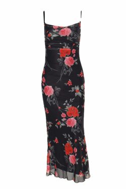 Y2K Floral Maxi Dress - 90s Grunge, Retro Summer Outfit, Pastel Goth, Y2K Party Fashion