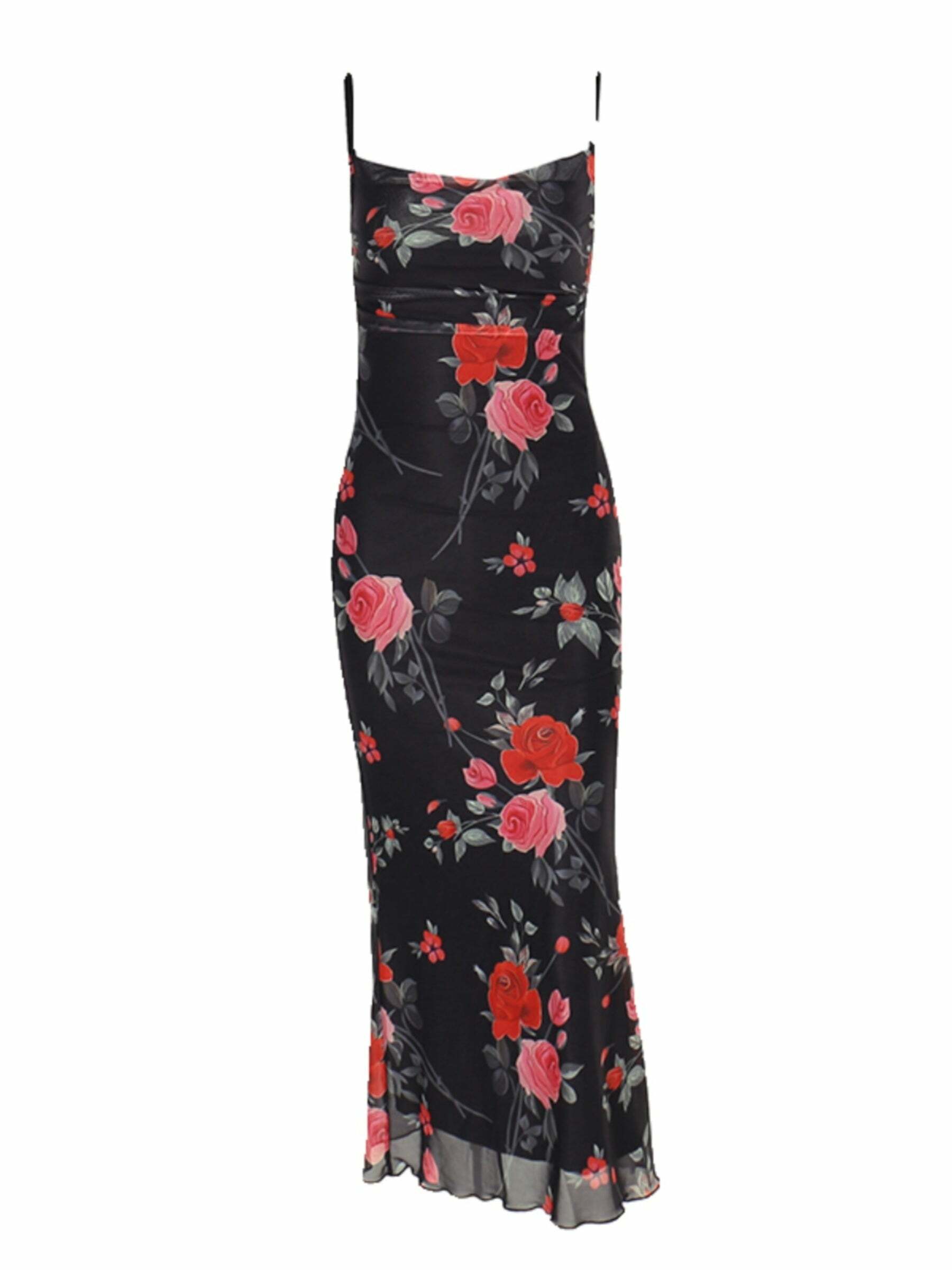 Y2K Floral Maxi Dress - 90s Grunge, Retro Summer Outfit, Pastel Goth, Y2K Party Fashion
