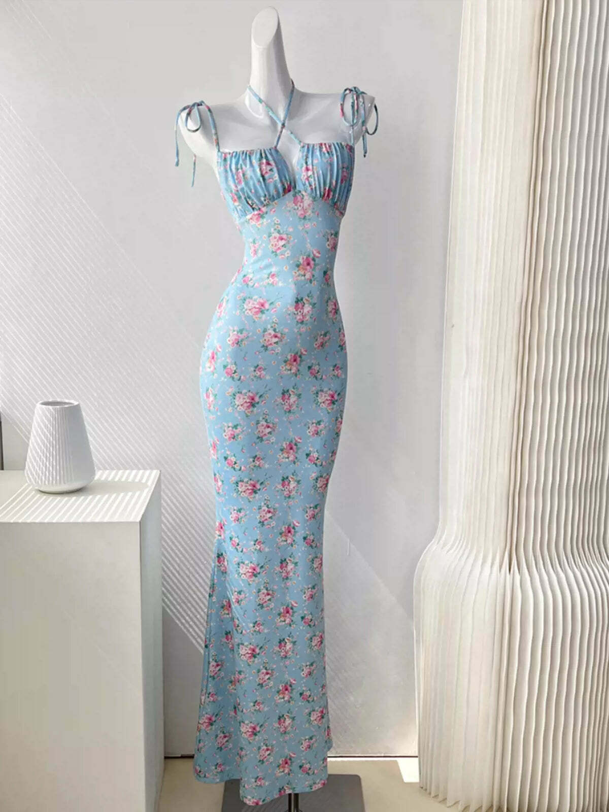 Y2K Floral Maxi Dress - 90s Grunge Summer Outfit, Retro Y2K Fashion, Pastel Goth Style
