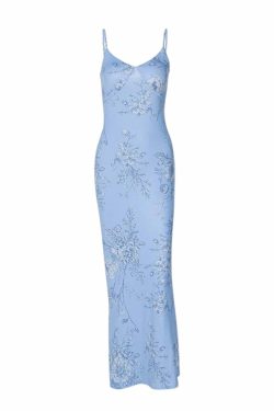 Y2K Floral Maxi Dress - Retro 90s Grunge Summer Outfit, Perfect for Y2K Parties and Beach Days