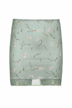 Y2K Floral Mesh Mini Skirt - 90s Grunge, Retro Summer Outfit, Pastel Goth, Y2K Fashion