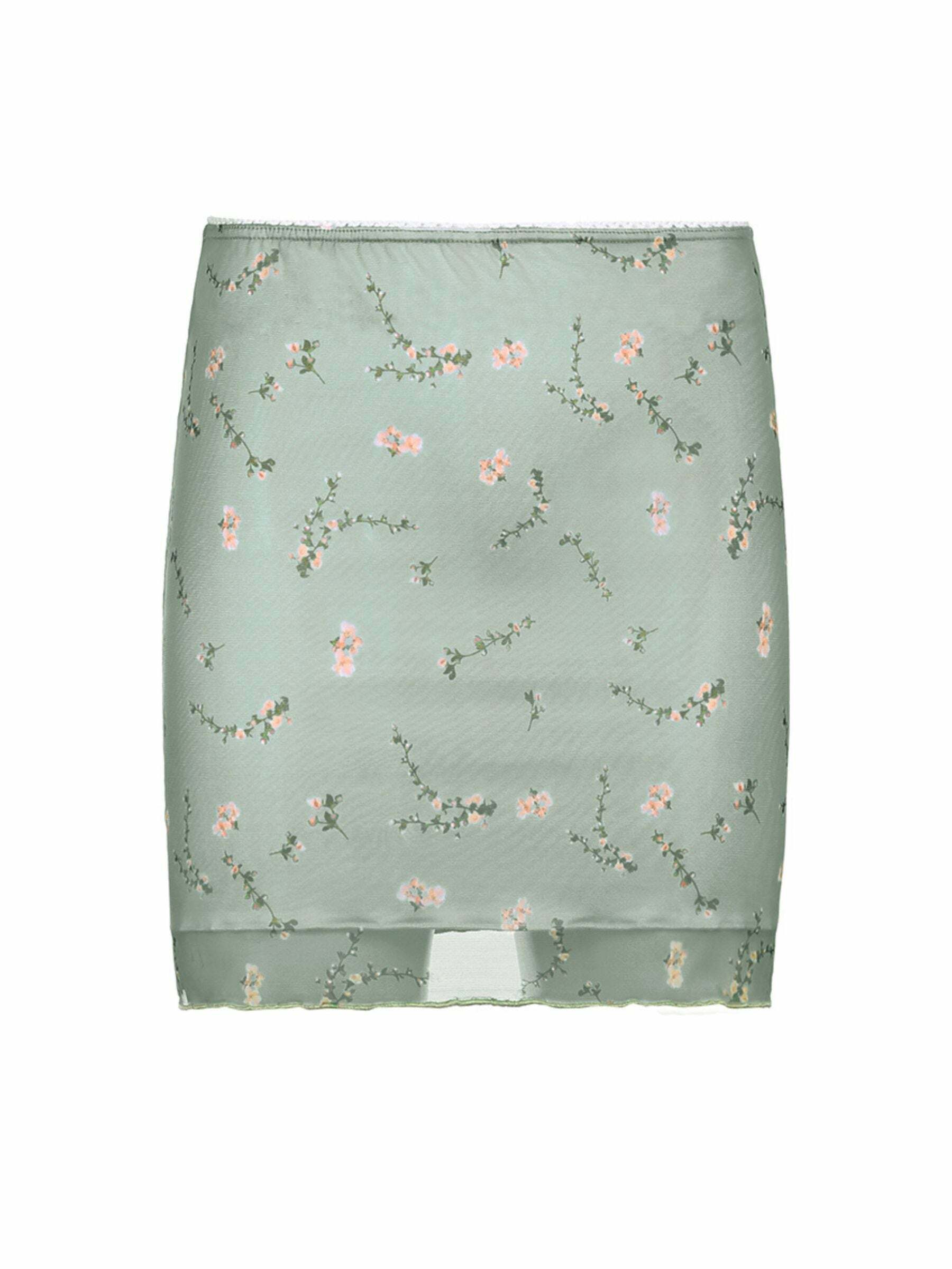 Y2K Floral Mesh Mini Skirt - 90s Grunge, Retro Summer Outfit, Pastel Goth, Y2K Fashion