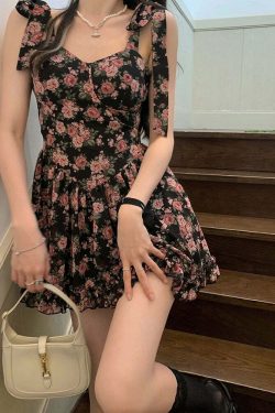 Y2K Floral Mini Dress - Soft Girl Aesthetic, 90s Grunge, Summer Y2K Outfits, Retro Style