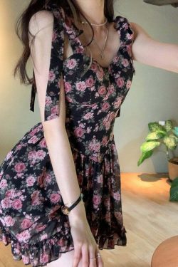 Y2K Floral Mini Dress - Soft Girl Aesthetic, 90s Grunge, Summer Y2K Outfits, Retro Style