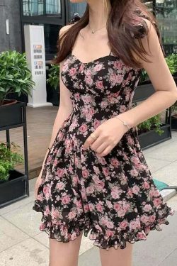 Y2K Floral Mini Dress - Soft Girl Aesthetic, 90s Grunge, Summer Y2K Outfits, Retro Style